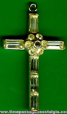 Old Sterling Silver Stanhope Viewer Cross With Stones