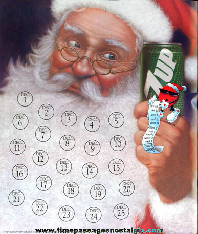 1989 7-Up Spot Character Advertising Christmas Calendar Poster