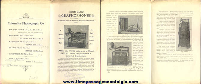 Old Coin Slot Graphophone Advertising Brochure