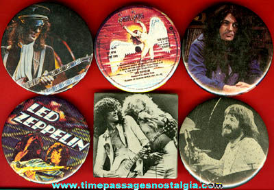 (6) Different Old Led Zeppelin Pin Back Buttons