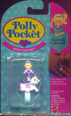 Unopened 1994 Mattel Polly Pocket Toy Ring & Miniature Doll Figure