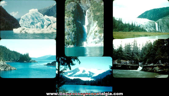 (6) Old Alaska Color Scenic Photograph Slides With Envelopes