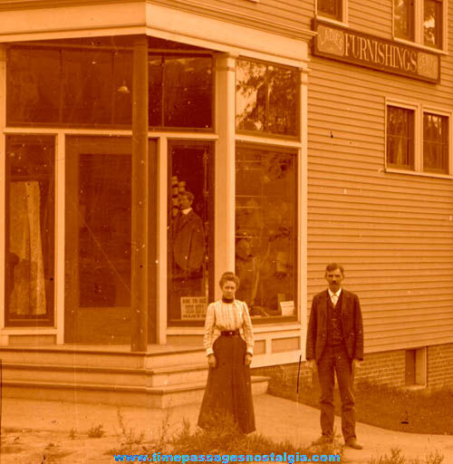 Old Clothing, Dry Goods & Furniture Store Exterior Glass Photograph Negative