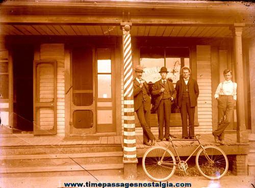 Old Barber Shop / Hair Dresser Exterior Glass Photograph Negative