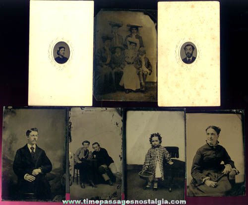 (7) Old Tin Type Photographs Of People