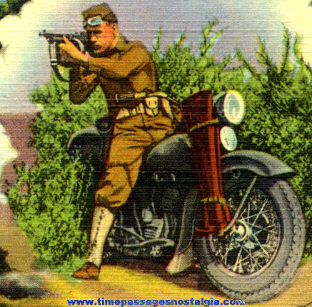 Graphic Motorcycle & Tank World War II Post Card