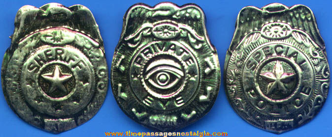 (15) Old Embossed Tin Toy Police, Sheriff, & Private Eye Badges