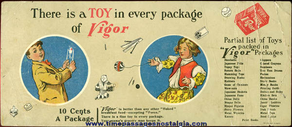 Colorful Old Vigor Cereal Advertising Premium Ink Pen Blotter With Premiums