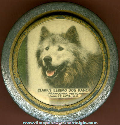 Old Clark’s Eskimo Dog Ranch Advertising Souvenir Tin Container