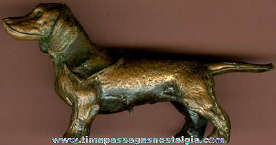 Old Cast Copper or Bronze Miniature Dachshund Dog Figurine