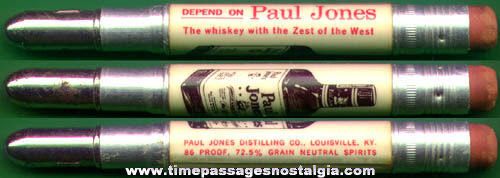 Old Paul Jones Whiskey Advertising Premium Bullet Pencil