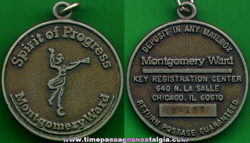 Old Numbered Montgomery Ward Key Chain Fob or Charm