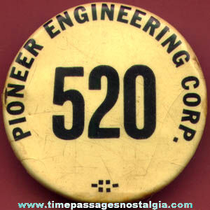 Old Celluloid Pioneer Engineering Corporation Advertising Employee Badge