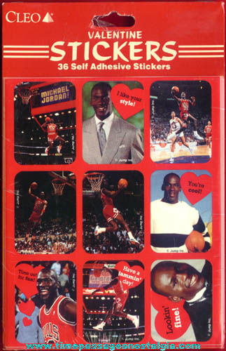 Unopened Package of (36) Michael Jordan Basketball Valentine Stickers