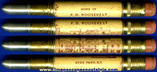 Old Franklin D. Roosevelt Home Advertising Souvenir Bullet Pencil