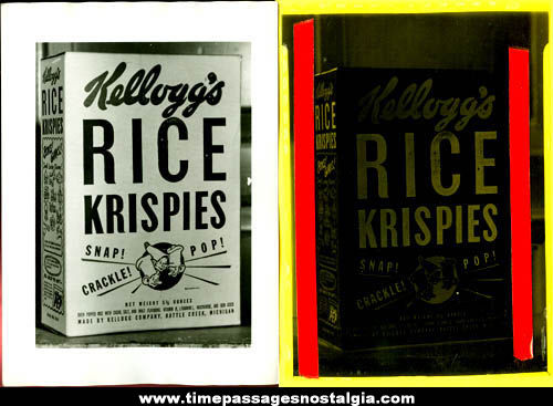 Old Kellogg’s Rice Krispies Cereal Box Advertising Photograph & Negative