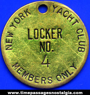 Old New York Yacht Club Brass Key Tag or Badge