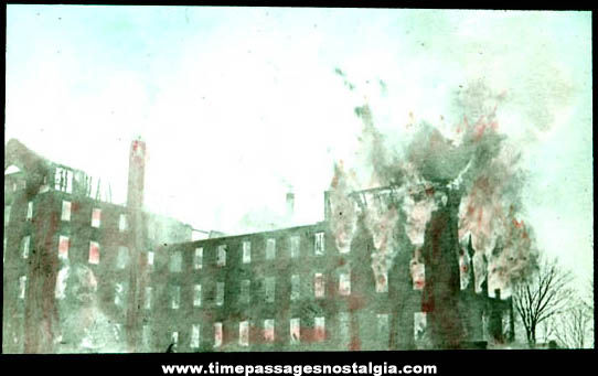 Early Building Fire Glass Photograph Slide