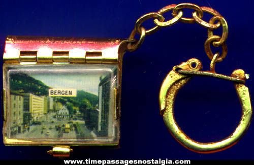 Old Miniature Bergen, Norway Souvenir Picture Book Keychain