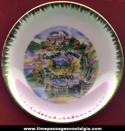 Small Old Colorado Springs, Colorado Advertising Souvenir Plate