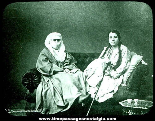 Early Turkish Women Glass Photograph Slide