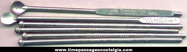 (6) Old Aluminum Advertising Swizzle Sticks
