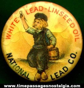 Old National Lead Dutch Boy Paint Advertising Celluloid Pin Back Button