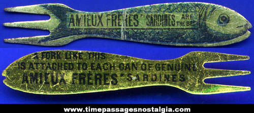 Old Tin Advertising Premium Sardine Fork