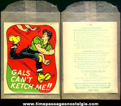 Unused 1951 Al Capp Li’l Abner Decal With Envelope