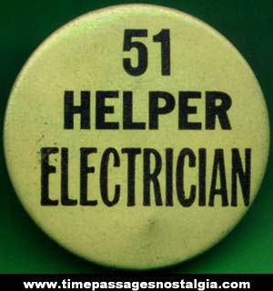 Old Electrician Helper Employee Badge