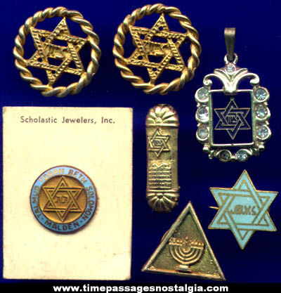 (7) Small Old Jewish Religion Jewelry Items
