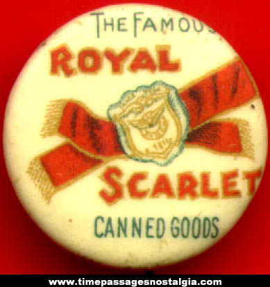 Early Royal Scarlet Celluloid Advertising Pin Back Button