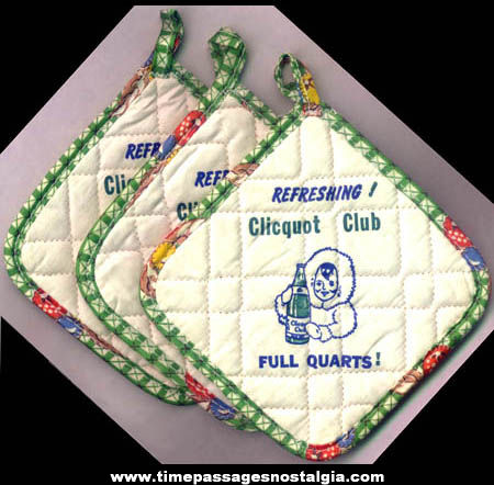 (3) Old Unused Clicquot Club Soda Advertising Premium Pot Holders