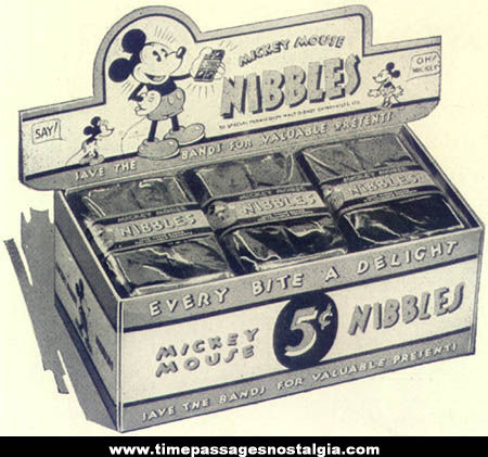 1933 Walt Disney Mickey Mouse Nibbles Candy Trade Advertisement