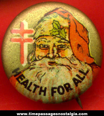 Old Santa Claus Tin Pin Back Button