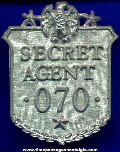 Old Secret Agent Toy Badge