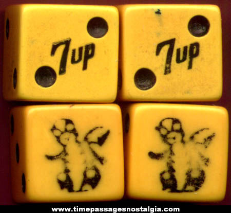 (4) Old 7-Up Soda Advertising Game Dice