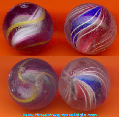 (2) Old Hand Made Multi Color Marbles