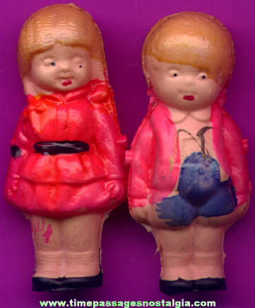 (2) Small Old Painted Celluloid Dolls