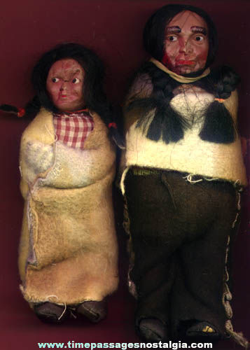 (2) Old Celluloid & Cloth Native American Indian or Eskimo Dolls