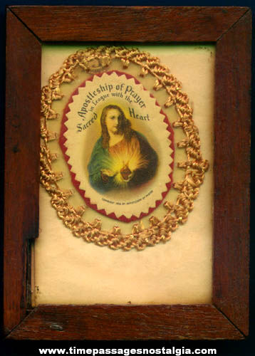 Old Religious Picture In Frame With Old Photographs