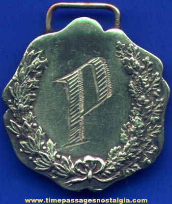 Old Ornate Metal Initial Watch Fob