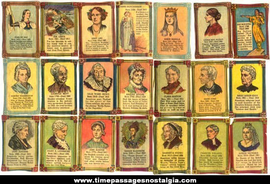 (21) Colorful Old Famous Women Newspaper Cut Out Trading Cards