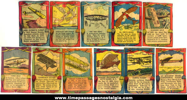 (11) Colorful Old Airplane / Aircraft Newspaper Cut Out Trading Cards