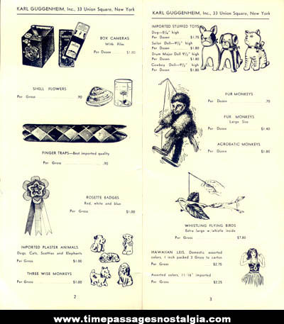 1949 Karl Guggenheim Premium Novelty Toy Price Catalog