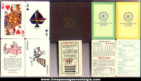 Old Boxed U.S. Navy Seabees Two Playing Card Deck Set