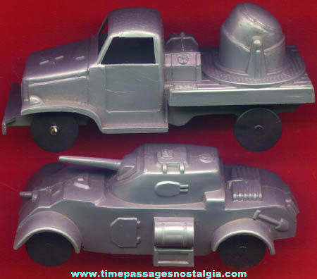 (2) Old Hard Plastic MARX Military Vehicles (Searchlight Truck & Tank)