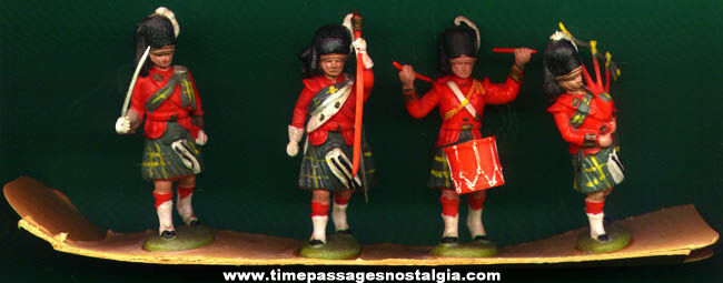 (4) Different Old Painted Plastic Scotsman Play Set Figures