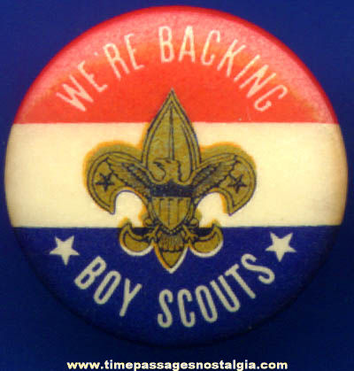 Old Celluloid Boy Scouts Pin Back Button