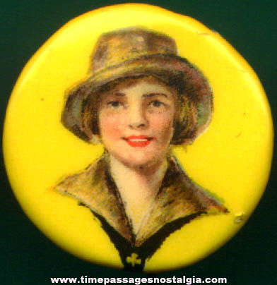 Old Celluloid Girl Scouts Pin Back Button